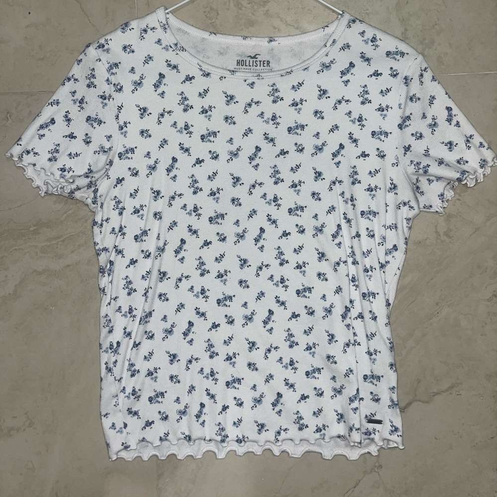 Blue Floral Hollister Baby Tee